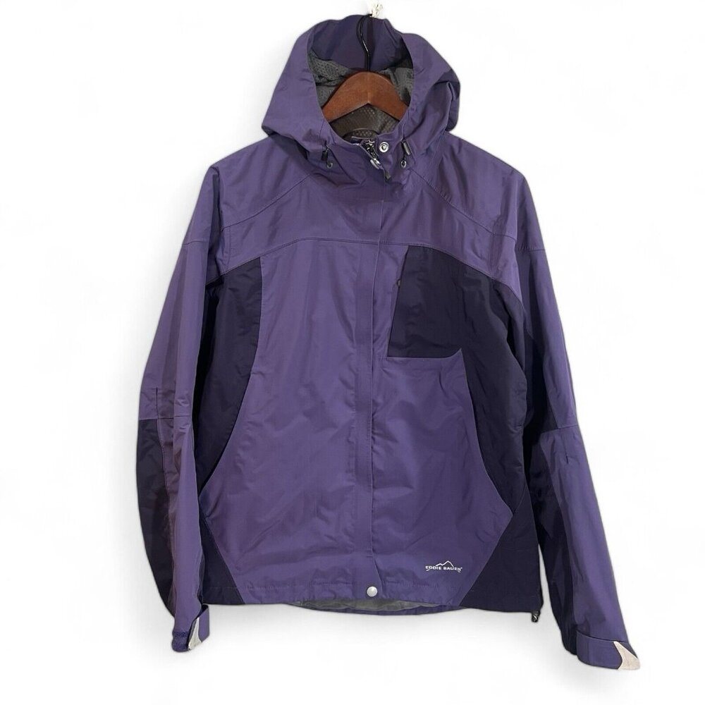 Eddie Bauer Weather Edge 365 Jacket Women M Purple Waterproof Hooded Adjustable
